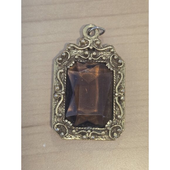 VINTAGE GOLDETTE BROWN CRYSTAL JEWELRY PENDANT ONLY - Picture 2 of 3
